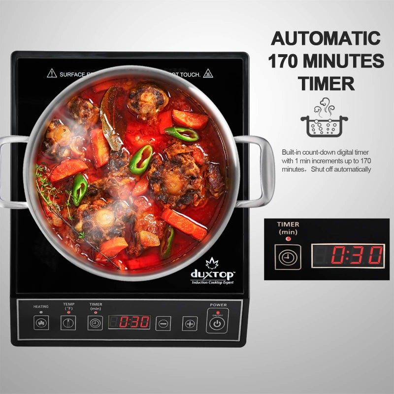 Duxtop 1800W Portable Induction Cooktop Countertop Burner, Black 9100MC/BT-M20B - Image 3